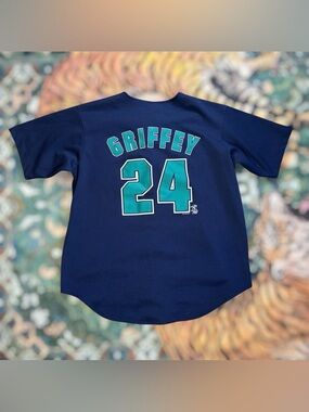 Vintage 90s Ken Griffey Jr. MLB Baseball Jersey Seattle Mariners Blue Large
